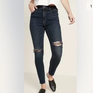 NWT Dark Wash, Hi-Rise, Super Skinny Ripped Jeans